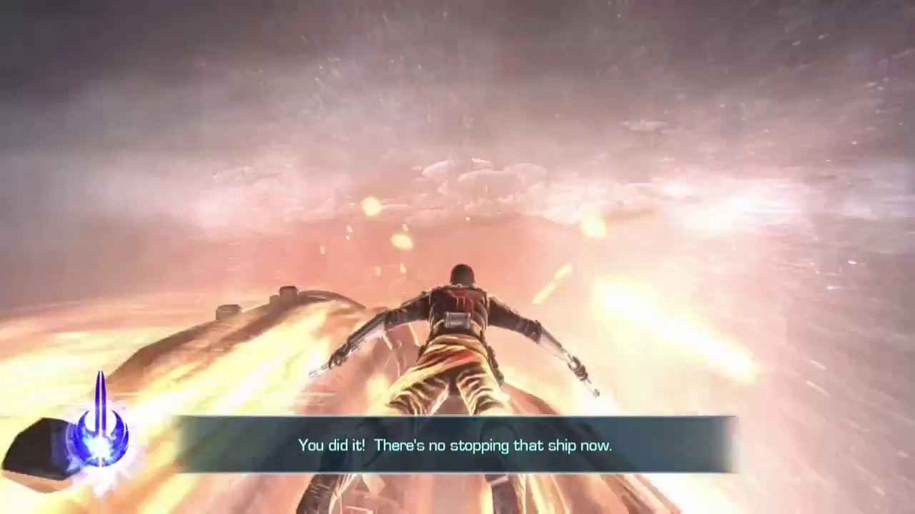 Star Wars: The Force Unleashed II freefalling to Kamino