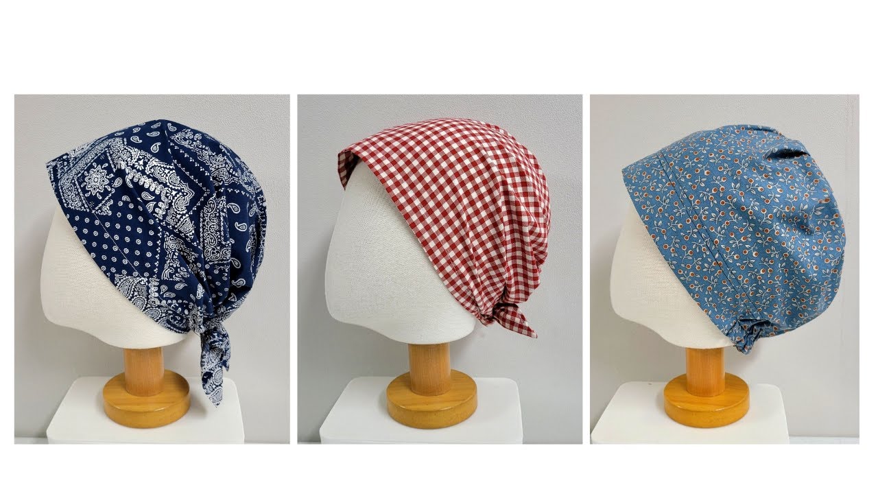 DIY  5가지 패턴 없이 가장 간단하게 두건 만들기/5 simple ways to make a bandana without a pattern/반다나/bandana/헤어스카프