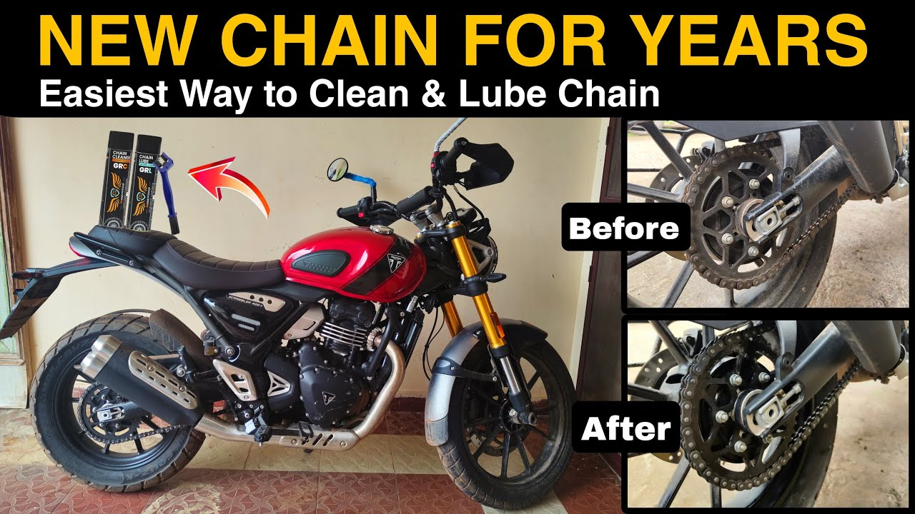 HOW TO CLEAN & LUBE CHAIN - EASIEST WAY | TRIUMPH SCRAMBLER 400X | TwoWheelTrails