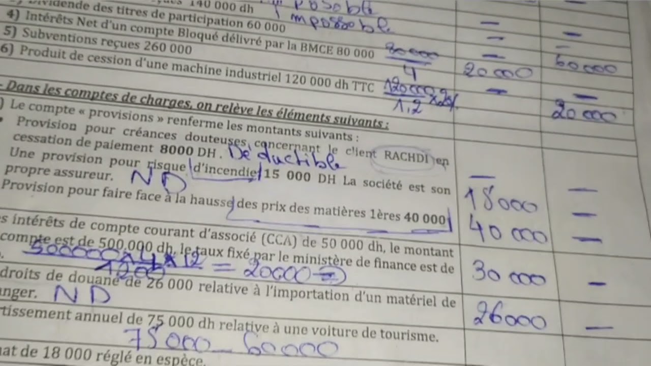 تمرين رقم 1 في L'IS / fiscalit&eacute;