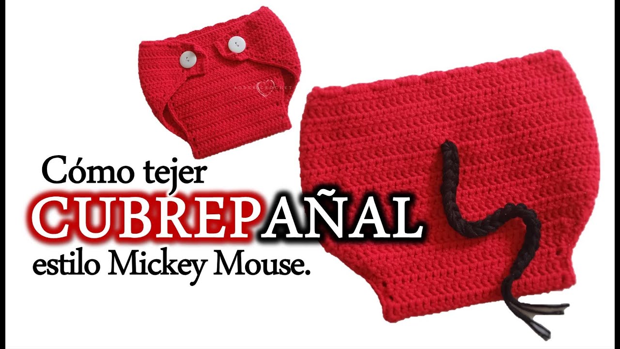CUBREPAÑAL PARA BEBÉ A CROCHET, ESTILO MICKEY MOUSE (Auder Crochet)