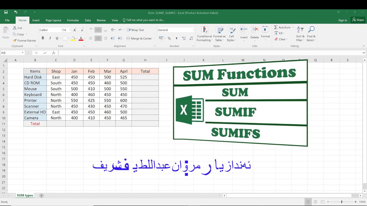 SUM, SUMIF and SUMIFS functions in EXCEL