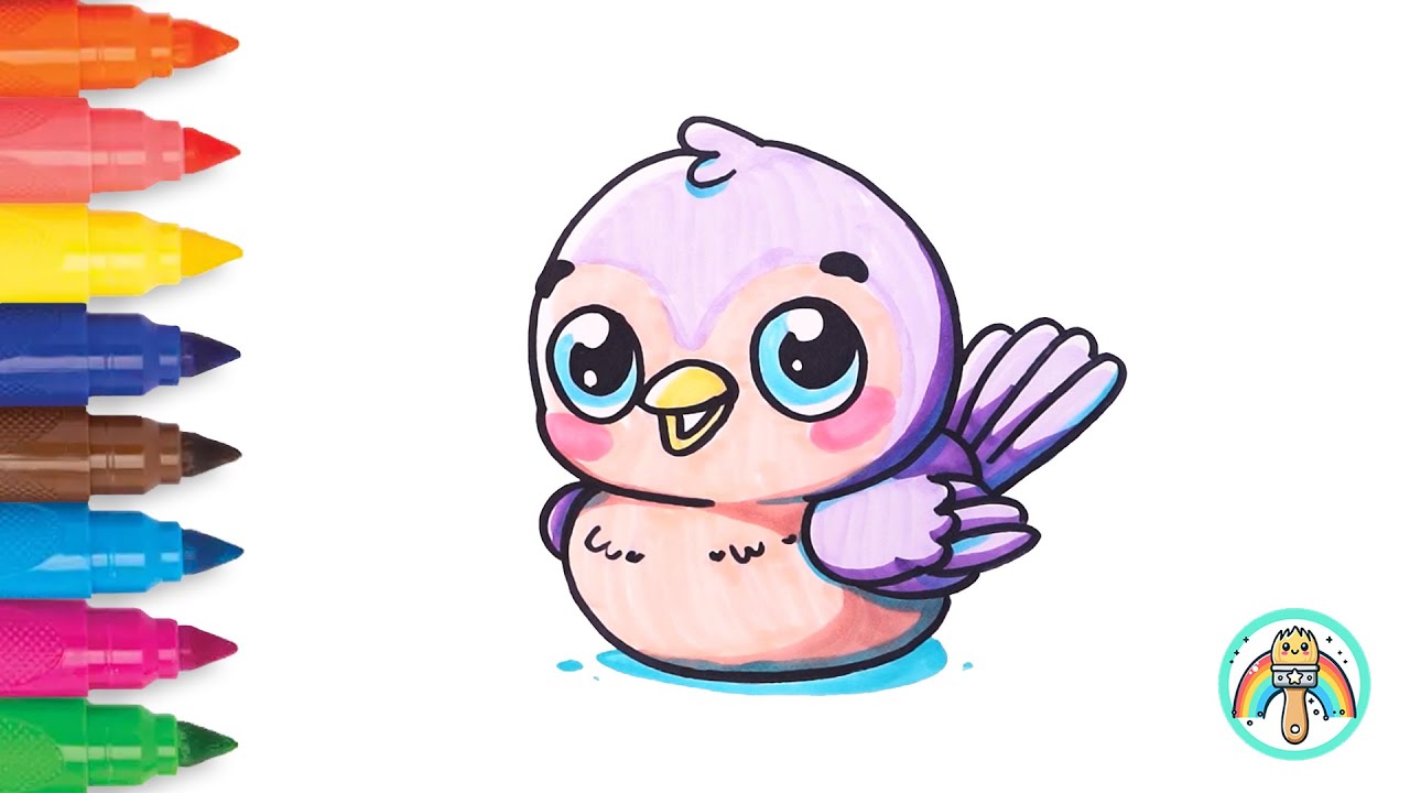 Cute Bird | Easy Drawing & Coloring for Kids & Toddlers
