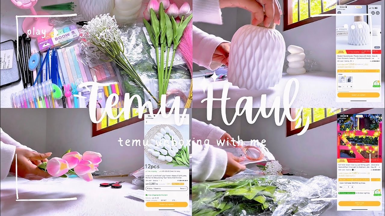 Temu Unboxing Vlog | Stationery items, Room decor, Desk decor, Home decor 🌷💌✨💗🫶🏻