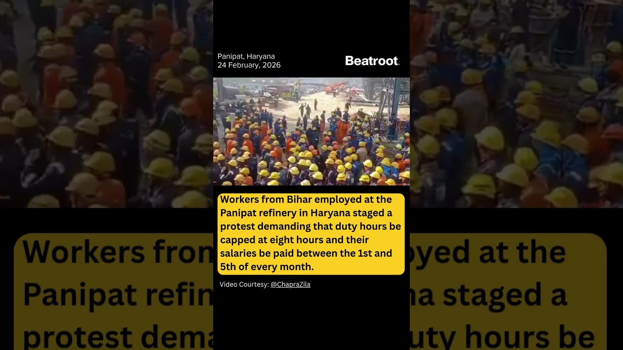 Bihar workers at Panipat refinery in Haryana stage protest demanding 8 hour work-shifts among others