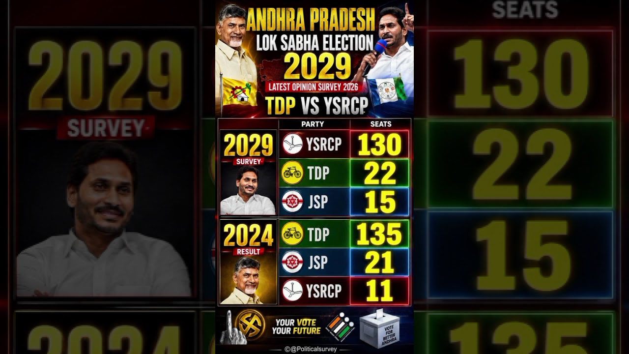 Andhra Pradesh Lok Sabha Election 2029 | Latest Opinion Survey 2026 🗳️🚨😱 #andrapradesh #tdp #ysrcp