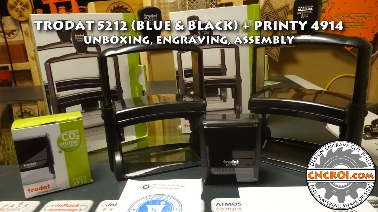 Trodat 5212 (Blue & Black) + Printy 4914: Unboxing, Engraving, Assembly