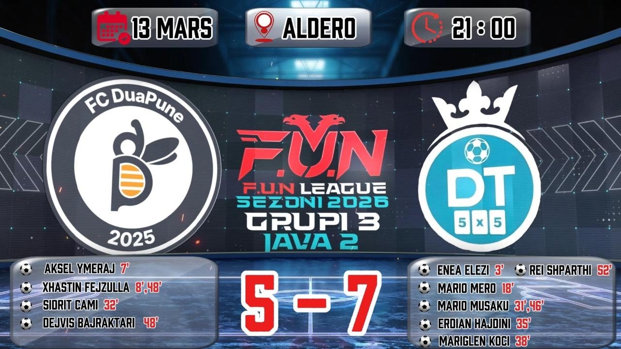 F.U.N LEAGUE 2026 DUAPUNE VS DENTAL TURK 5-7 HIGHLIGHTS JAVA 2, 13 MARS 9PM @ALDERO (PRUSH)
