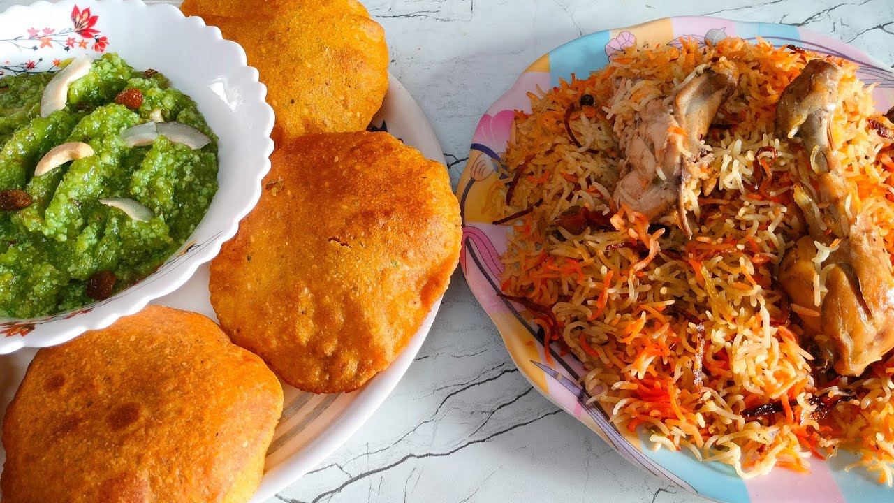 Live सीखें 🔴 Yakhni chicken biryani 😍लौकी का हलवा ,आलू मसाला पुरी