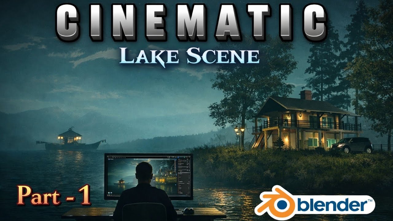 Create a Cinematic Night Scene in Blender(5.0) part-1| Lake House + Fog Tutorial (Beginner Friendly)