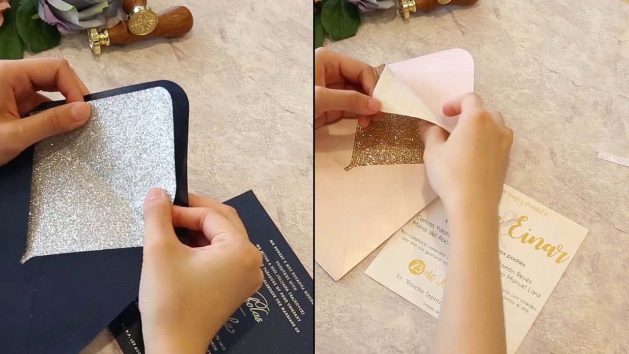 beautiful colored envelopes and glittery liners
