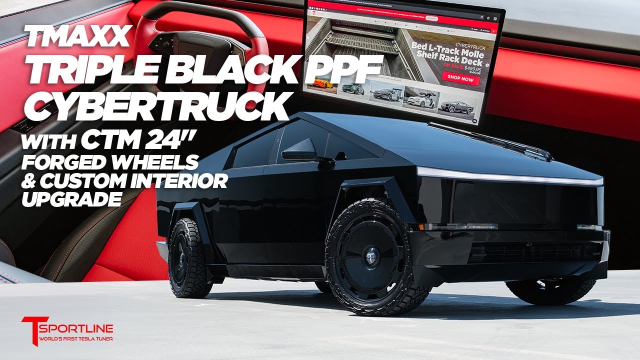 The Best Yet! VIP Cybertruck Triple Black PPF, Painted Trim with Custom Bentley Red Leather interior