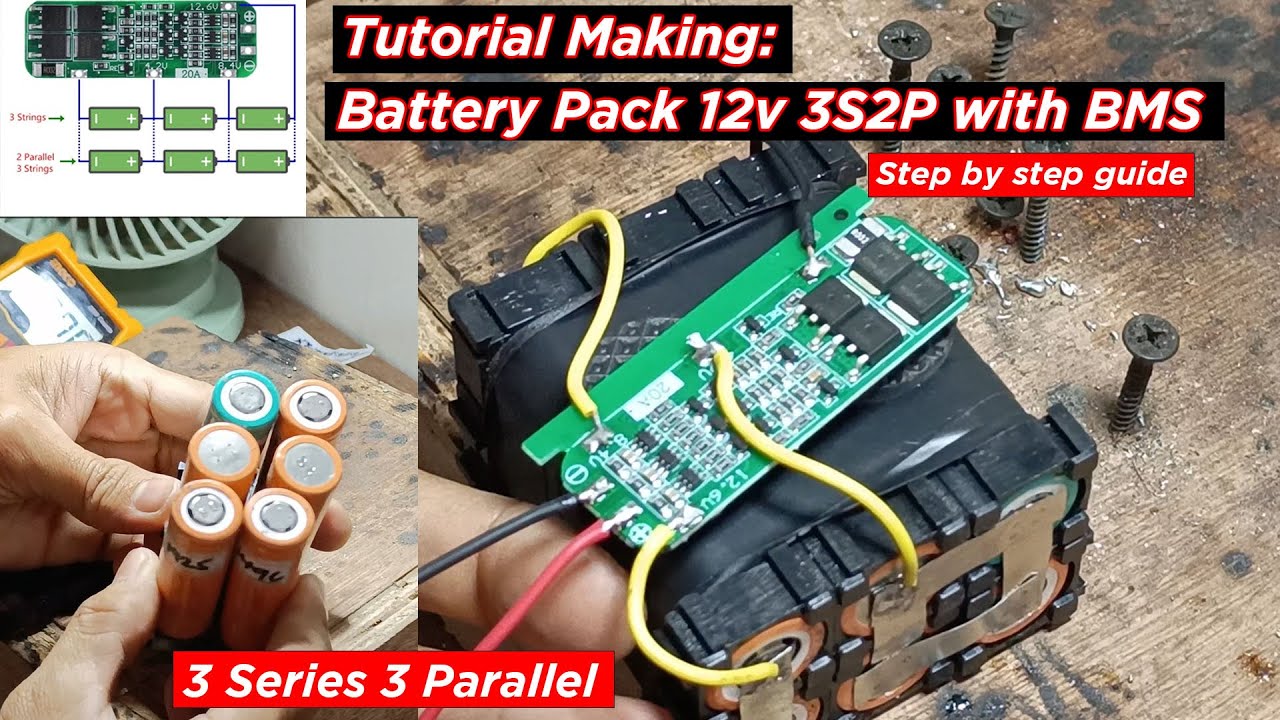 How to make 12volt 3S2P 18650 lithium ion battery pack and how to install ng 3s bms