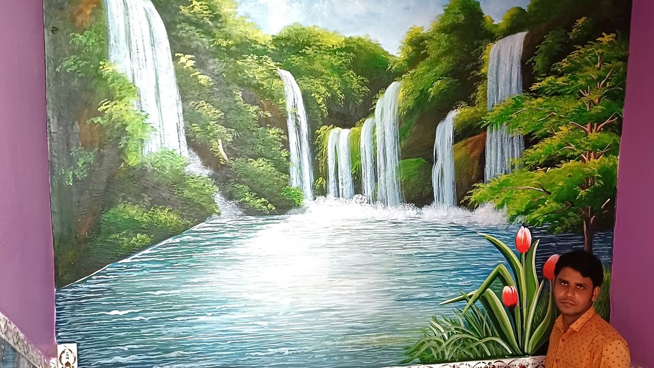 #wall painting #landscape #pencil #drawing #art #viralvideo #artist Suman