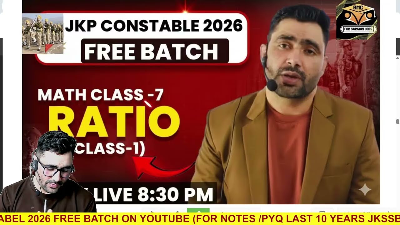 MATH CLASS -7//JKP CONSTABLE FREE 2206 BATCH // //RATIO - 1#jkssb #jkssbexam #jkp #jkpsi #faa #jkssb