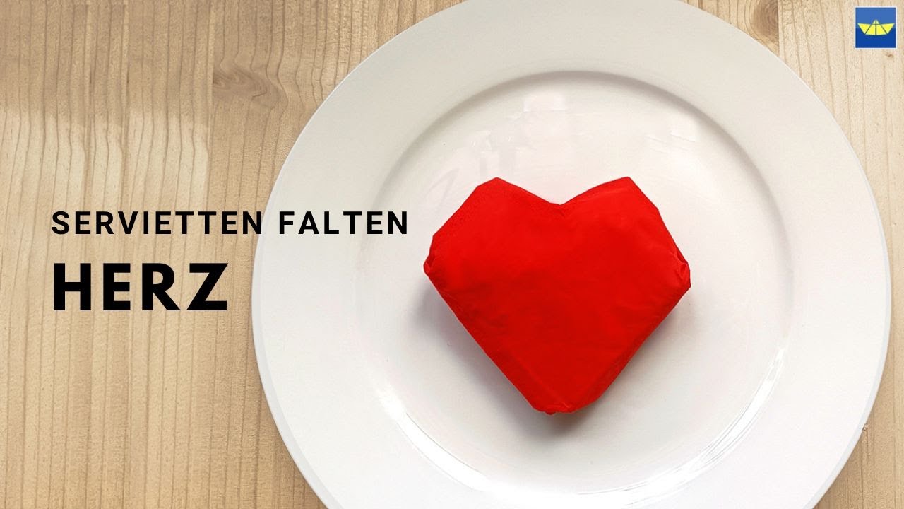 Servietten falten Herz - Einfache Tischdeko für Hochzeit