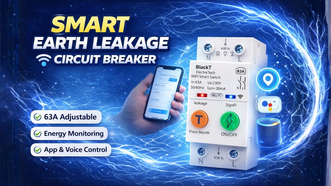 Smart WiFi Circuit Breaker 2026 ⚡ | Blackt BT74EL 63A ELCB with App & Voice Control