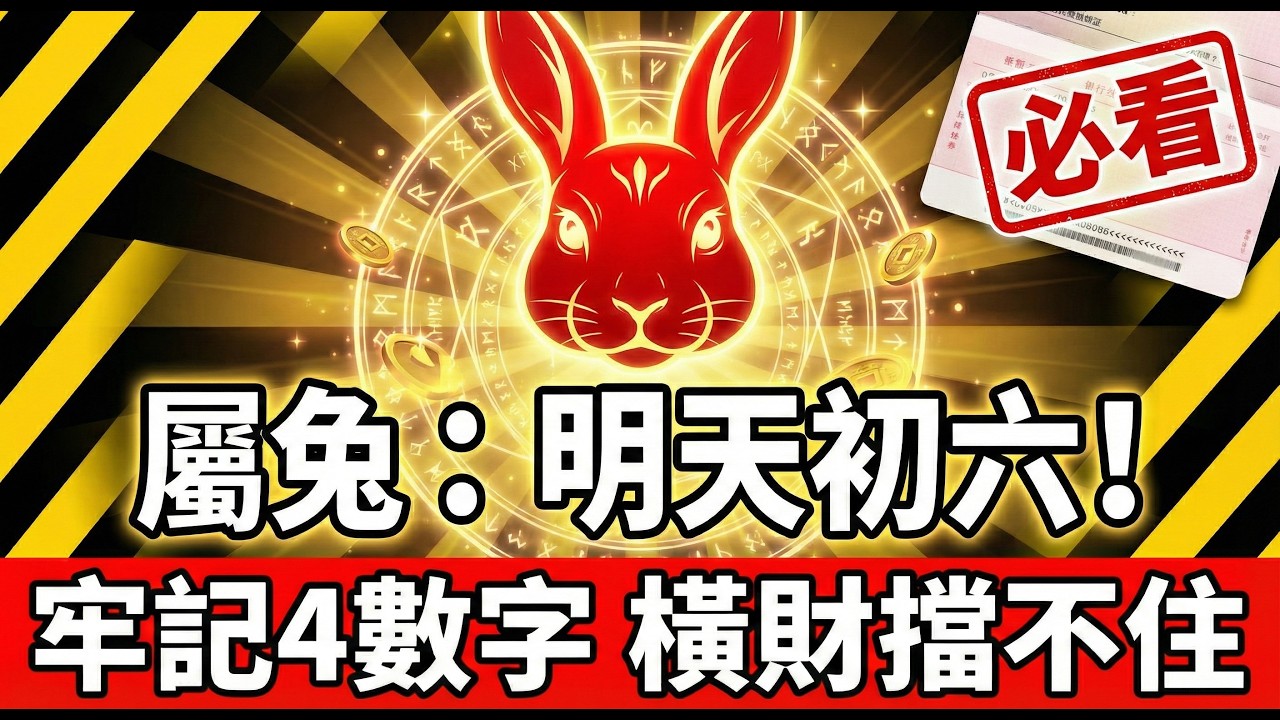 屬兔必看！明天22號「大年初六」送窮日，記牢這『4個數字』，讓你偏財大旺一整年！#屬兔2026運勢 #2026生肖兔運勢 #幸運數字 #大年初六 #送窮日 #偏財運 #招財數字 #數字能量 #五行改運