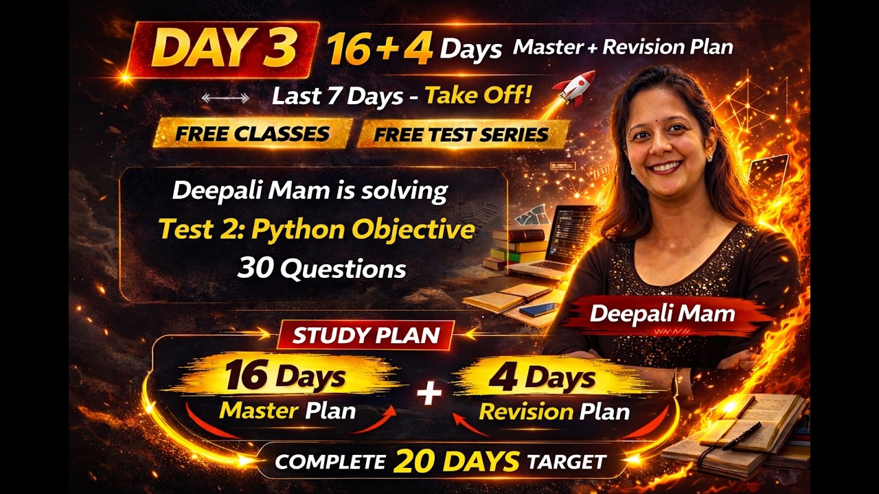 5. DAY 3 🚀 Python Objective Test 2 | 30 Questions Live Solution by Deepali Mam