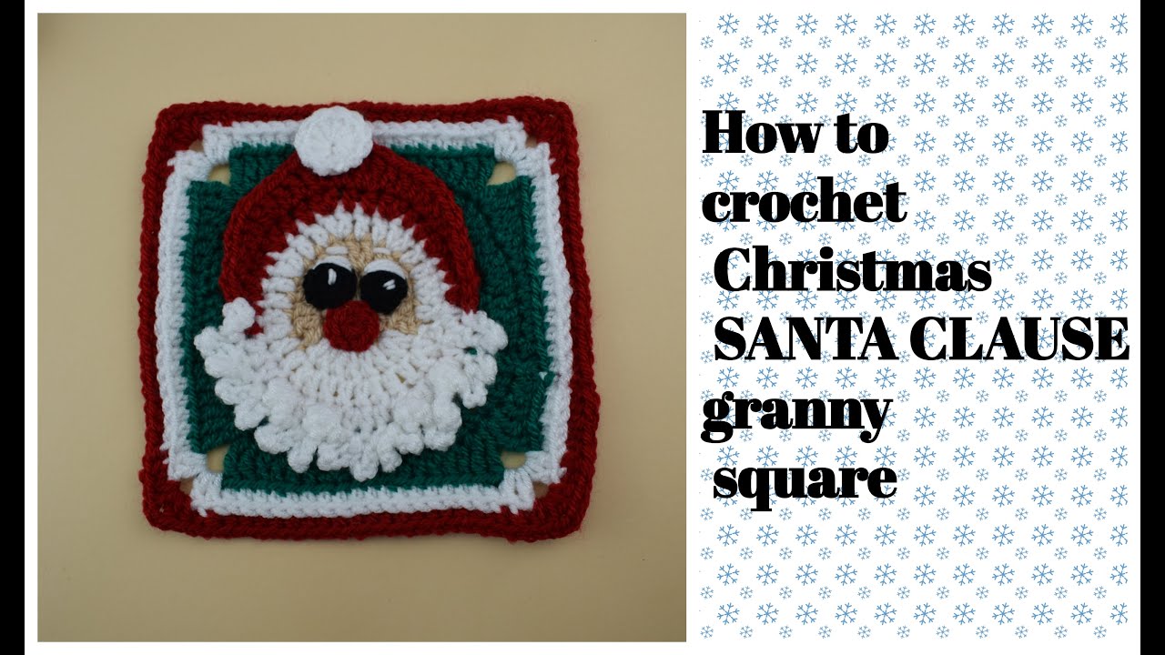 How to crochet granny square. Christmas Santa Claus granny square