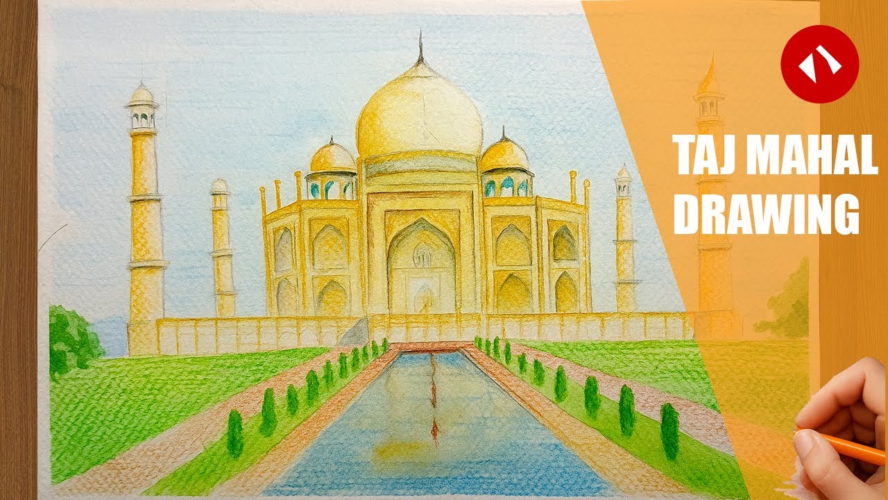 Taj Mahal Drawing | Easy Watercolor Painting Tutorial Step by Step