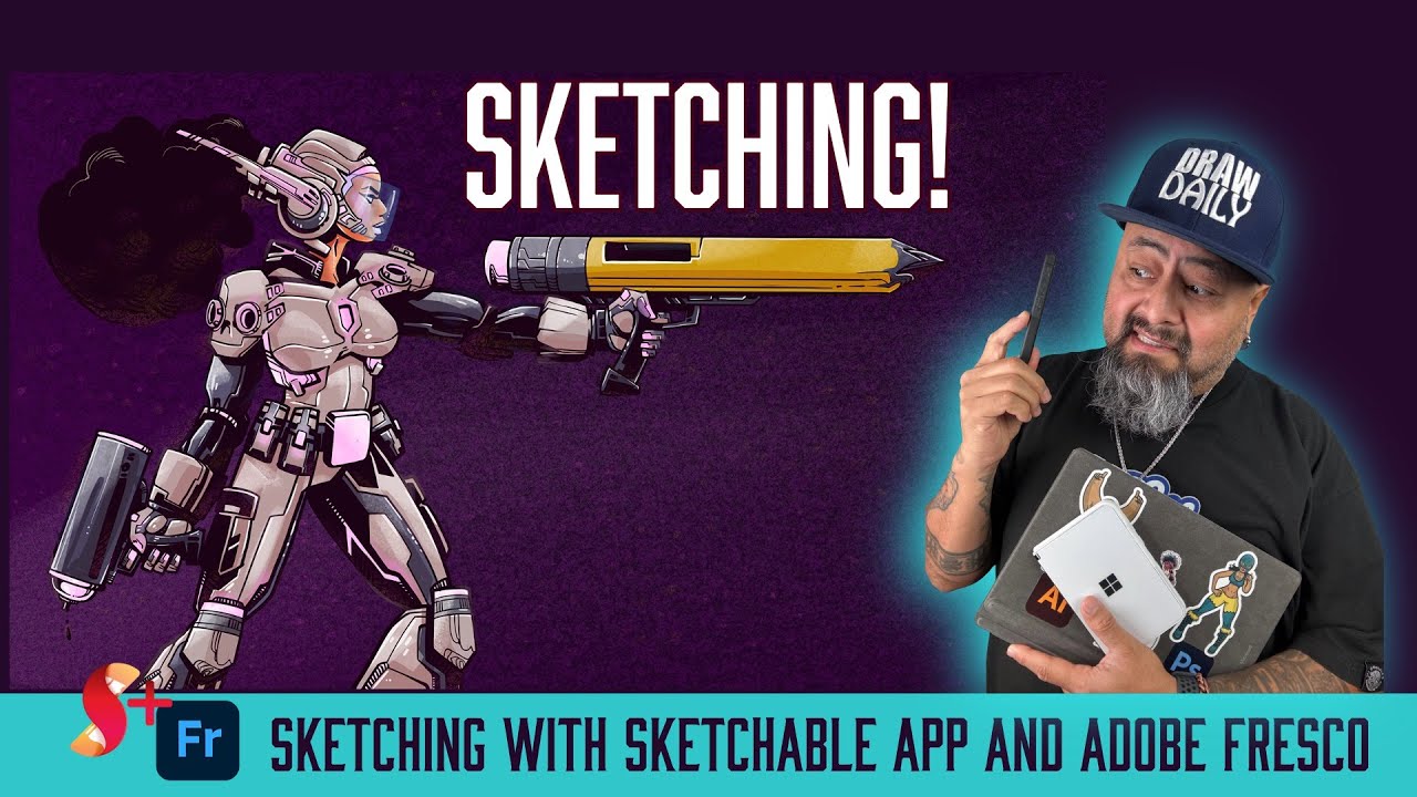 Sketching with @SketchableApp and @Adobe Fresco on @Surface Pro 11