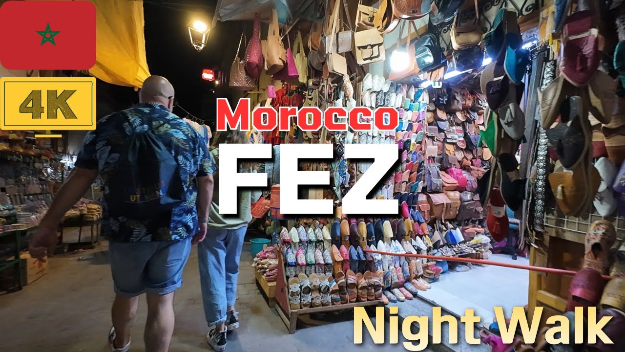 【4K】🇲🇦Fez Morocco Night Walk Tour｜Medina Night Market & Cats Everywhere🐈