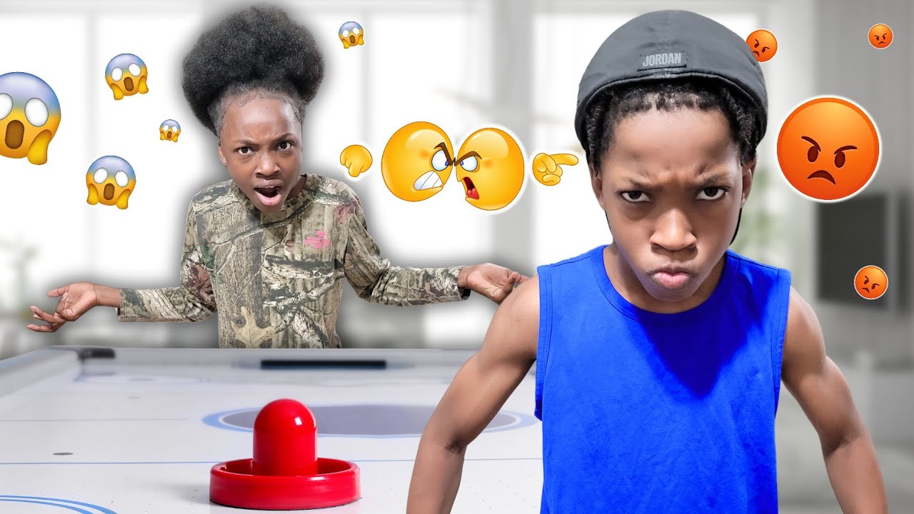 Siblings ARGUE Over Air Hockey!