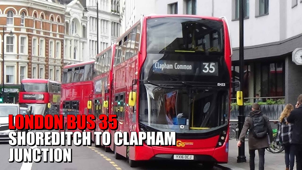 Early Morning London Bus Ride - Route 35 Full Journey From Shoreditch To Clapham Junction
