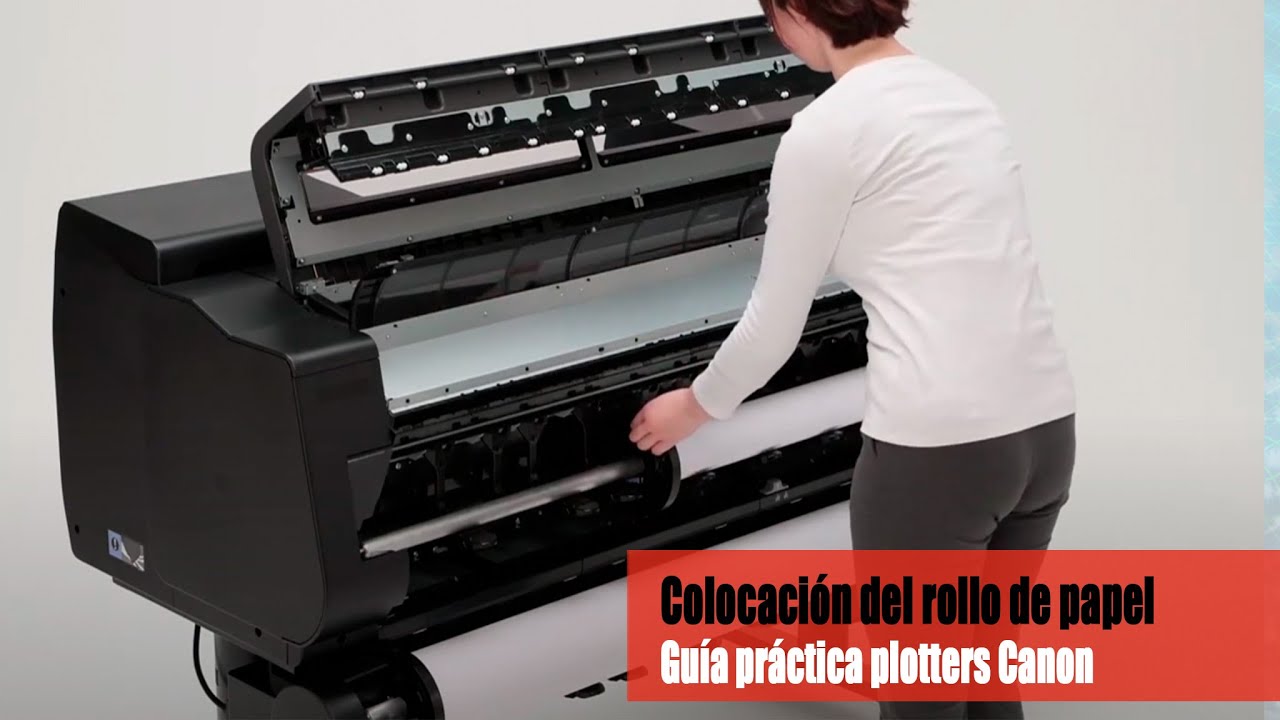 Guía práctica de colocación del rollo de papel en plotters Canon