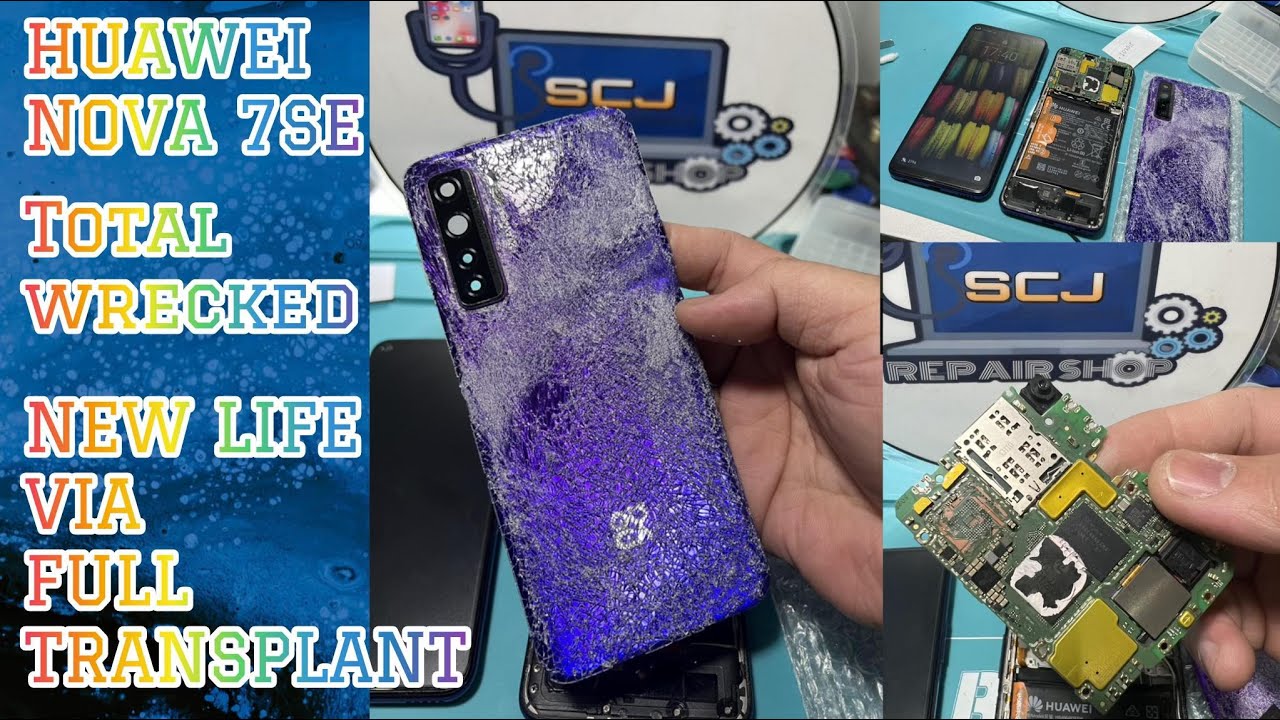 HUAWEI NOVA 7SE. NO POWER AND SEVERLY DAMAGE. TOTAL WRECKED PHONE NEW LIFE VIA FULL TRANSPLANT.