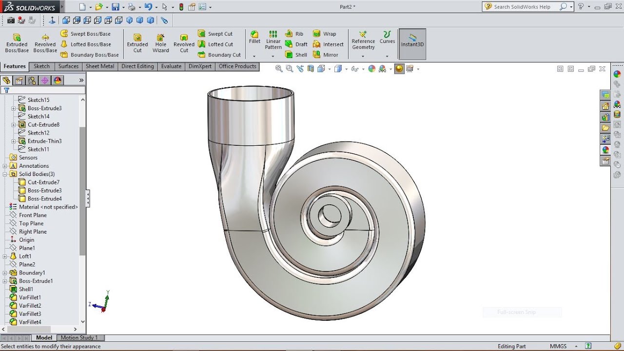 SolidWorks Tutorial Engine Air Turbo Housing