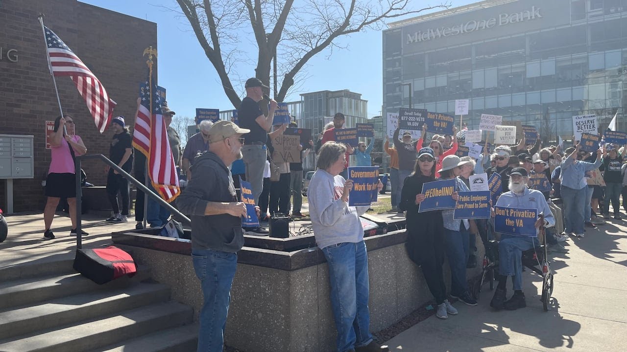 Eastern Iowa veterans protest proposed cuts to Department of Veterans Affairs