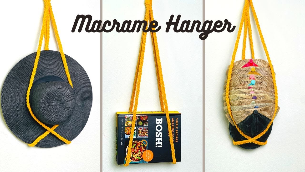 3 in 1 Macrame Hanger | Macrame Baseball Cap Hanger | Macrame Book Hanger | Macrame Hat Hanger