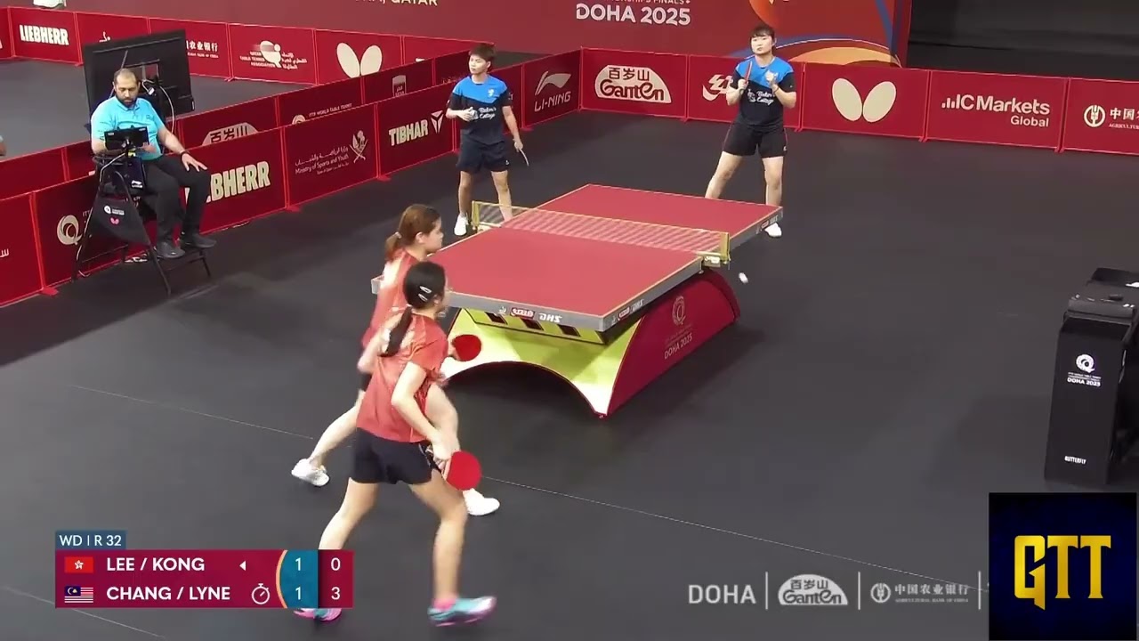 Alice Chang /Karen Lyne (MAS) VS Lee/Kong (HKG) | ITTF World Championships 2025 Women's Doubles R32