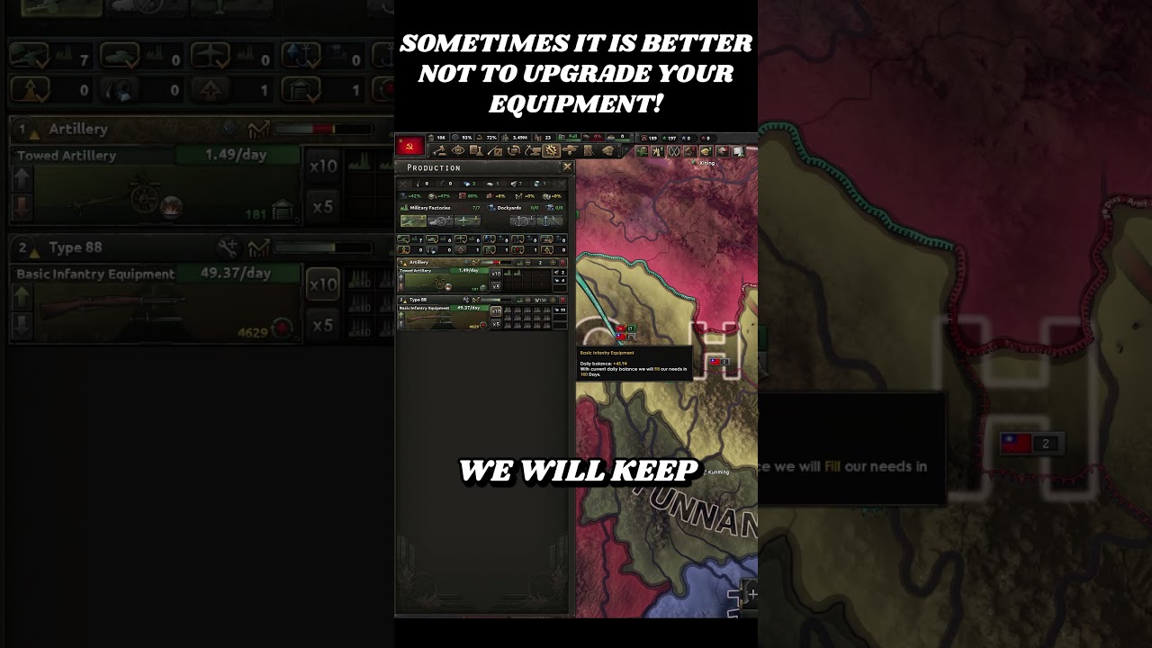 Sometimes It Is Better Not To Upgrade Your Equipment! #hoi4 #heartsofiron4