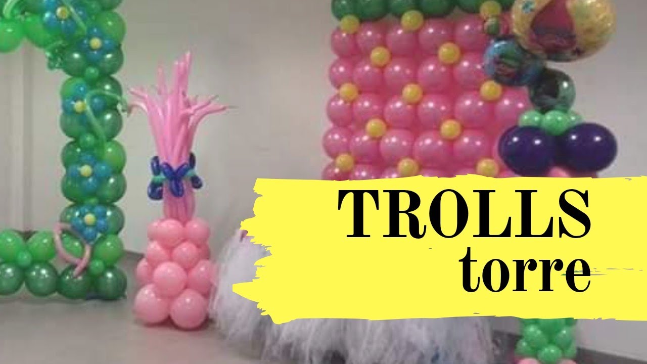 Trolls centerpieces/Centro de globos trolls