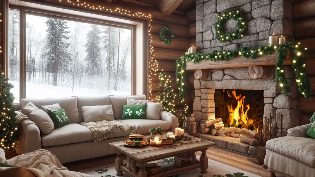 Gentle Winter Snow And Warm Fire Ambience Support Stillness And Emotional Ease