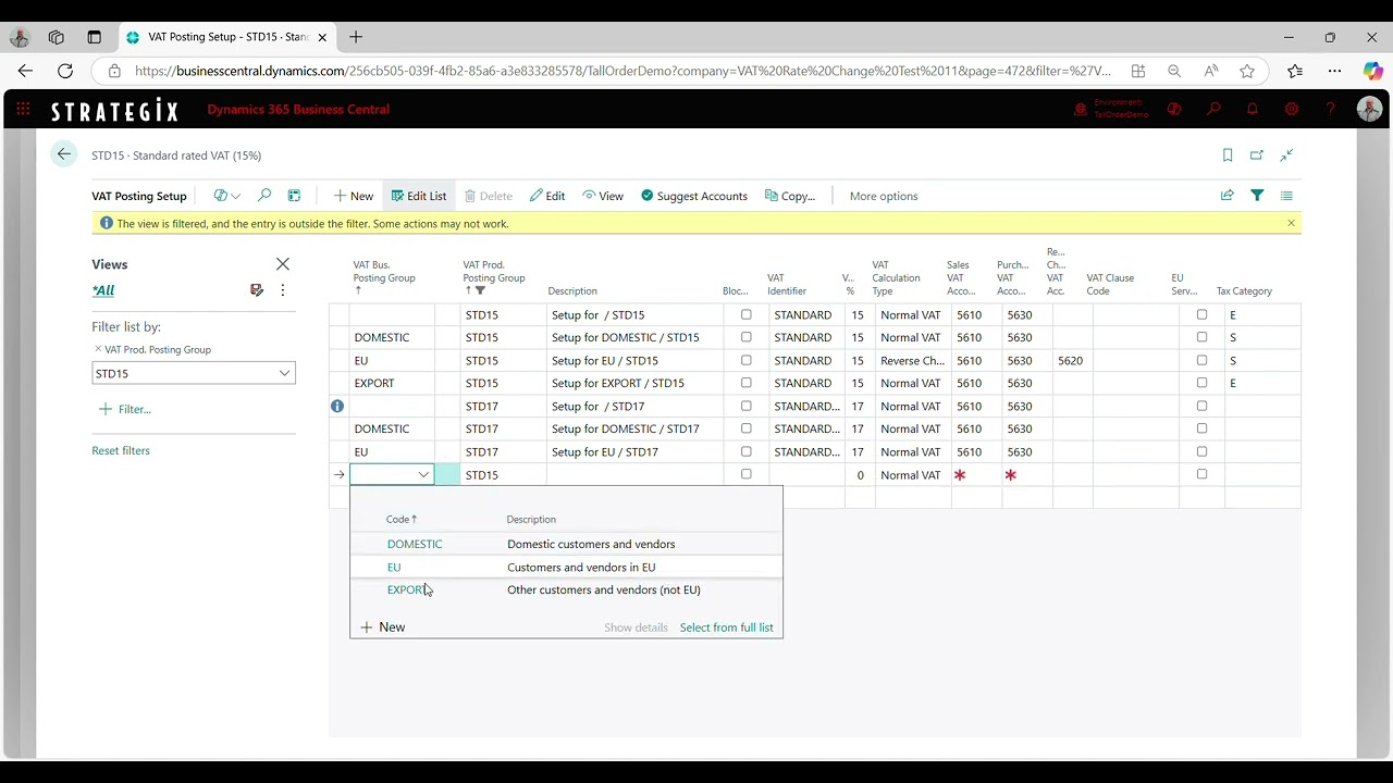 Strategix - Update VAT in Microsoft Business Central.