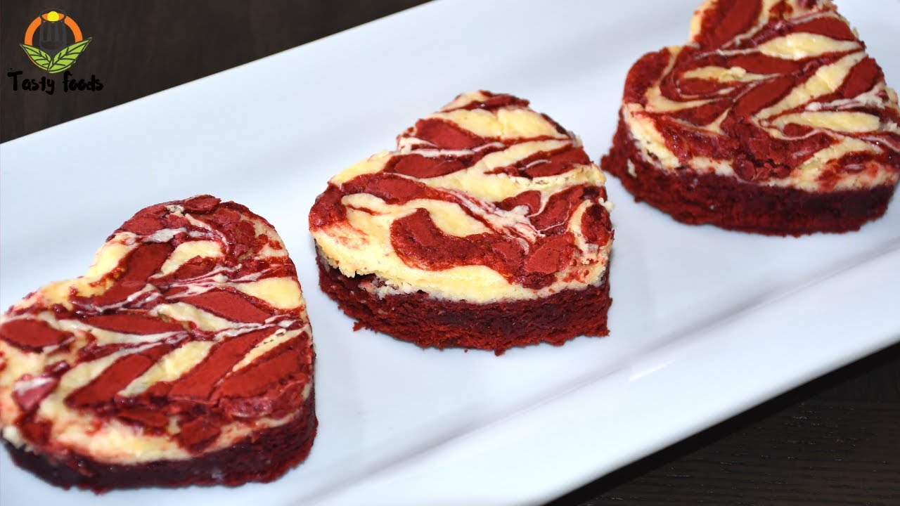 Red Velvet Cheesecake Brownies | Heart Shaped Brownies Recipe | Tasty Foods