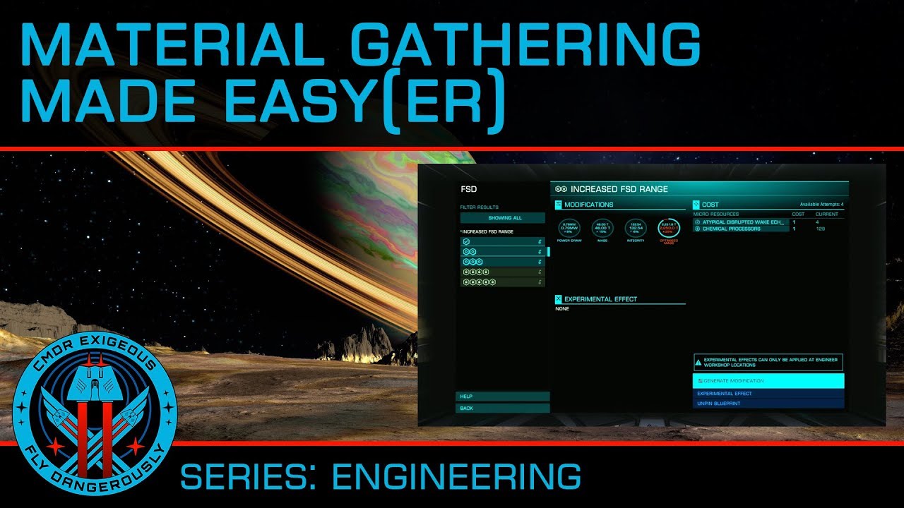 Collecting Raw, Manufactured and Data Engineering Materials in Elite Dangerous (2018 Tutorial)