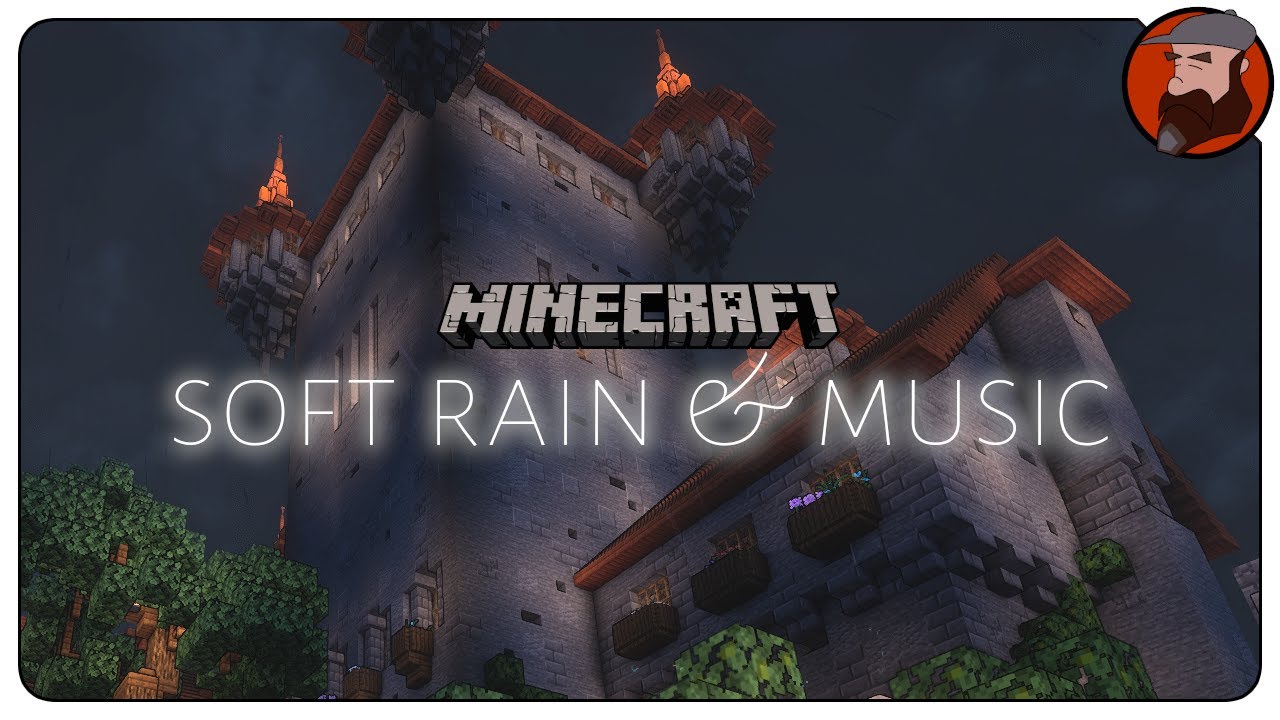 Relaxing Soft Rain & Music - Beautiful Minecraft Music - Dark Screen - Study, Relax, Sleep - ASMR