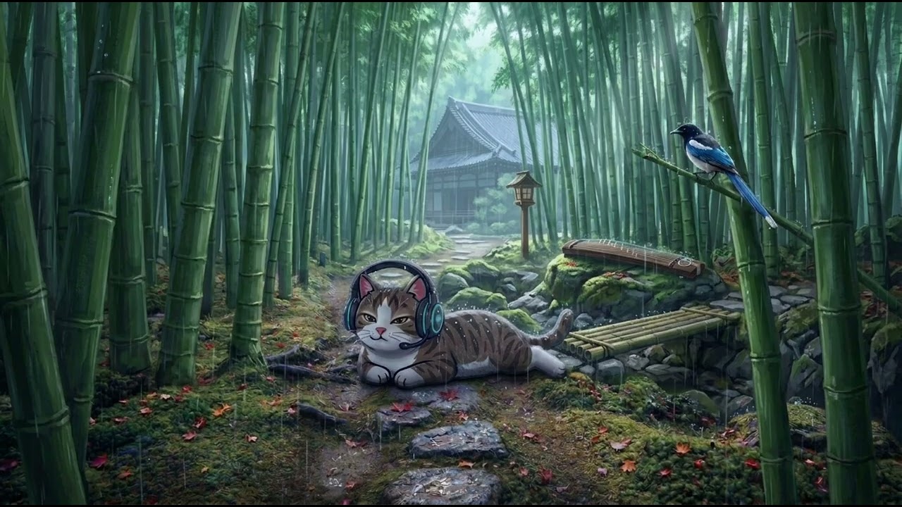 Rainy Day in Arashiyama | 1 Hour 20 Min Gentle Japanese Music & Rain Sounds for Sleep, Study & Relax