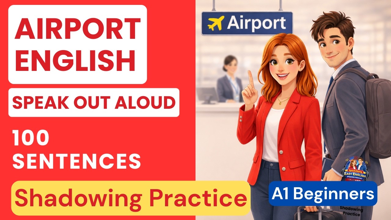 Airport English Shadowing Practice ✈️ | Speak English at the Airport | Travel English A1 A2