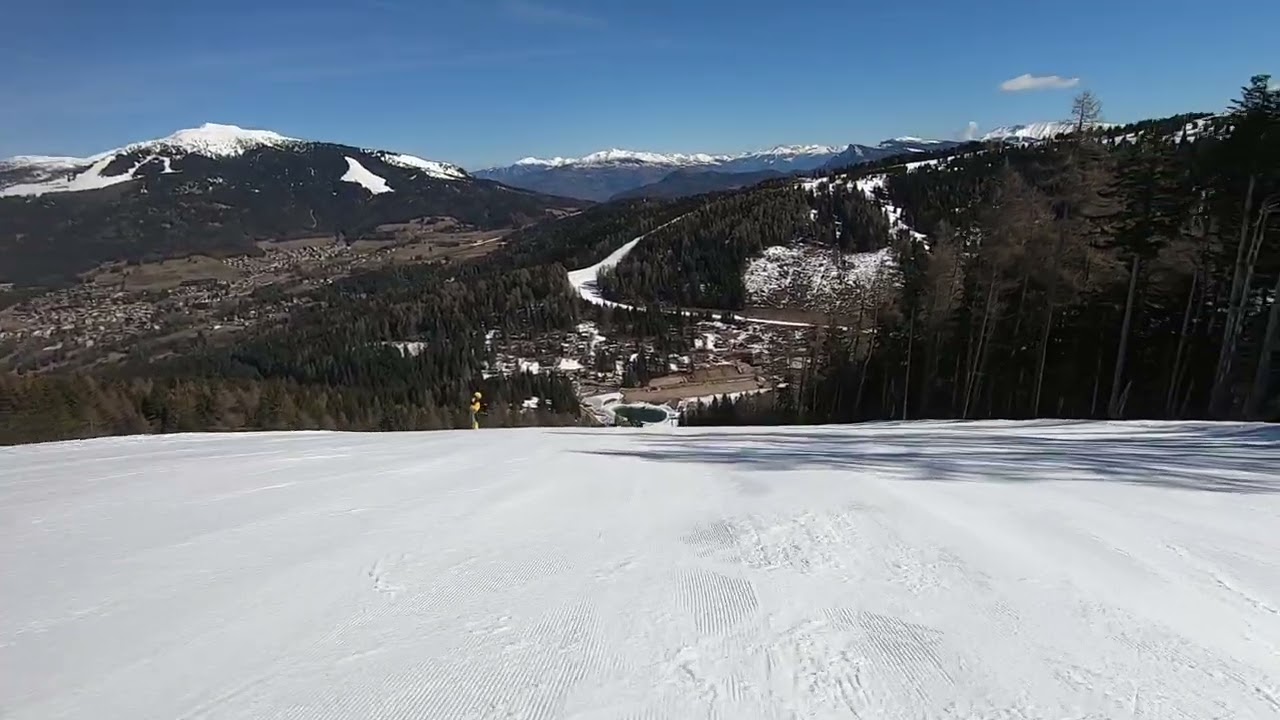 Skiing on piste 10 black Folgaria Italy, 2024 March
