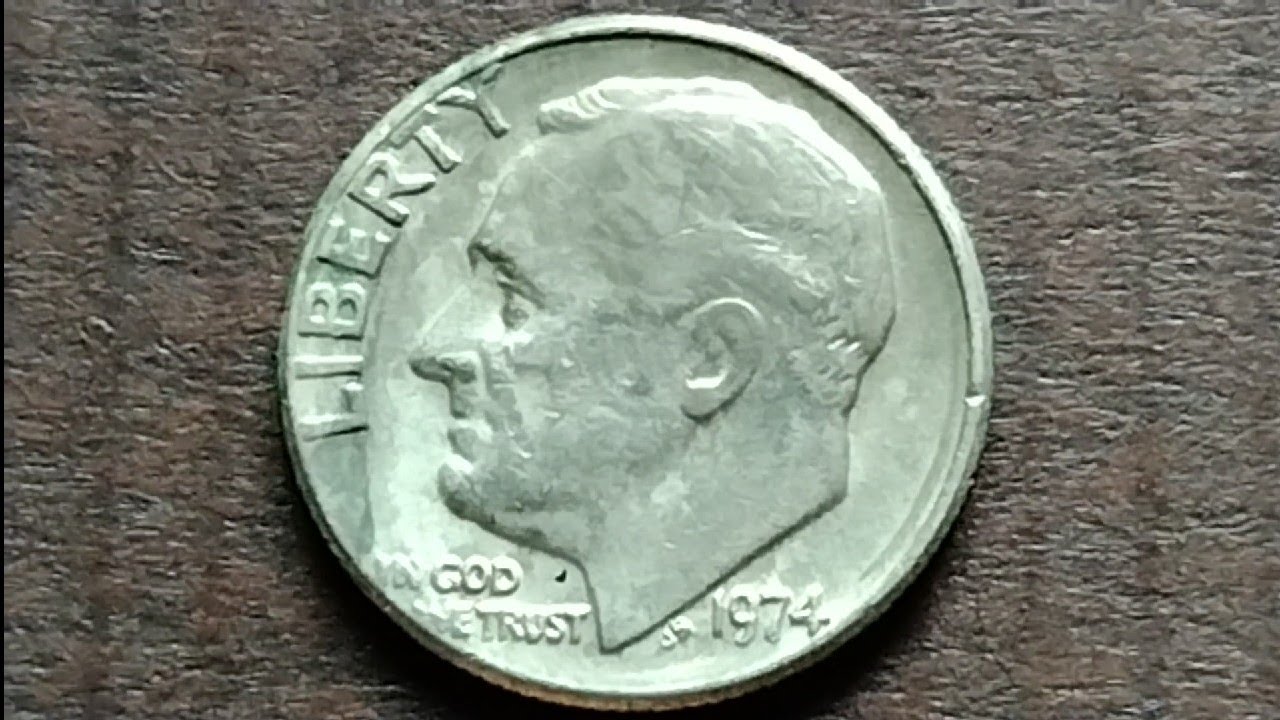 Стоимость 10-центовой монеты Рузвельта 1974 года без знака монетного двора