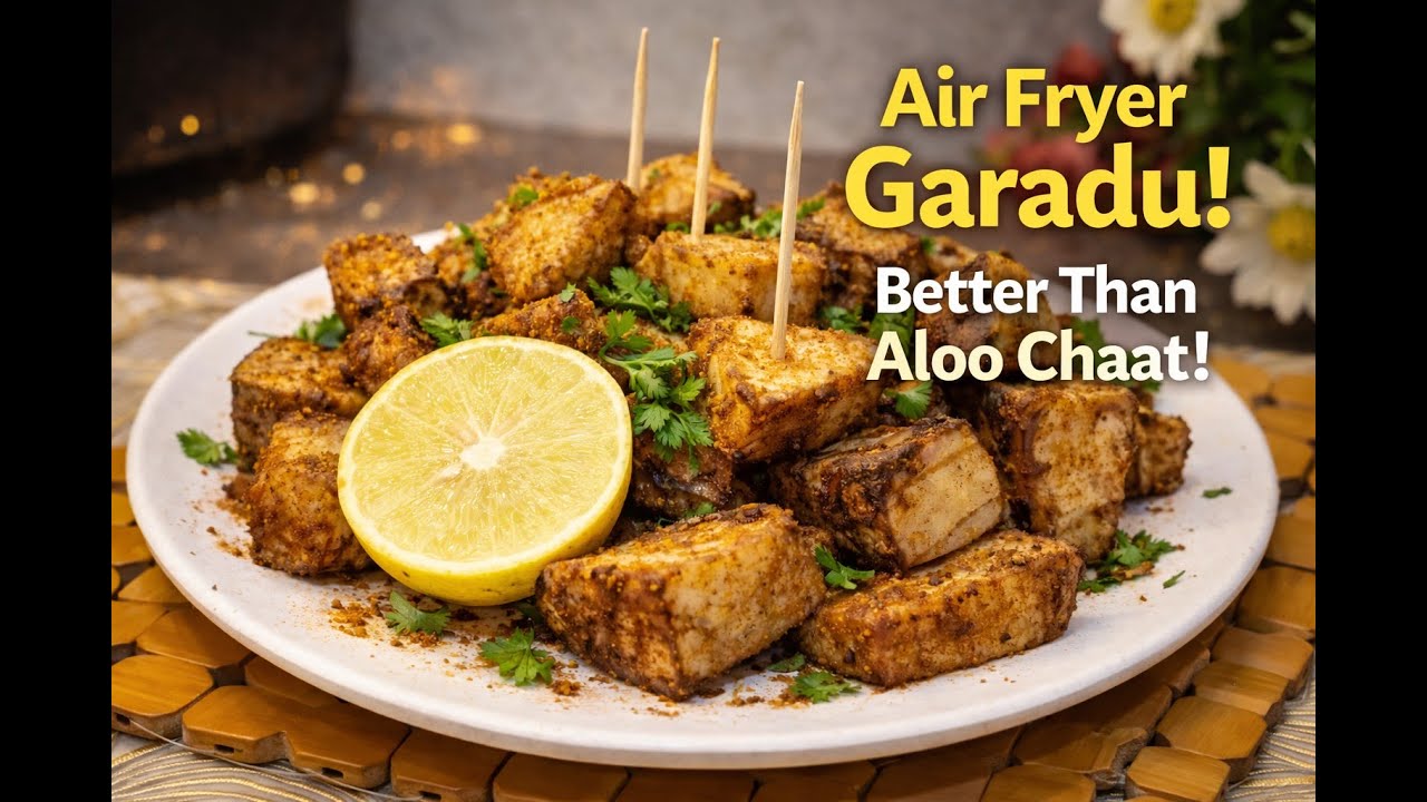 Garadu Chaat Recipe | Air Fryer Garadu | Indore Style Winter Special | Healthy Street Food from MP