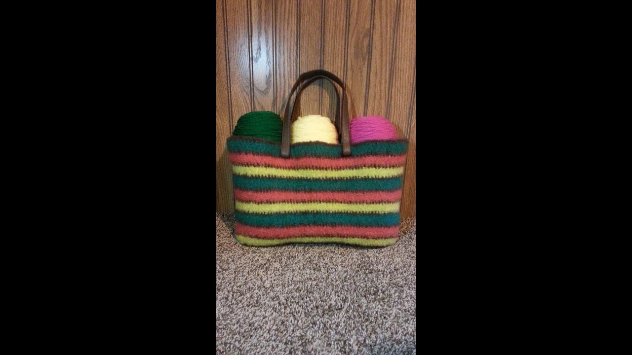 How To Crochet Felted Wool Handbag Purse TUTORIAL #234