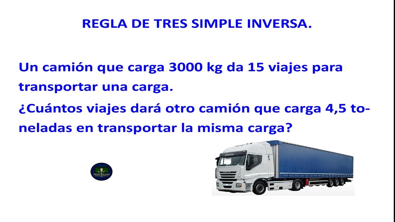 Regla de tres simple inversa. Ejemplo 1. Profe William