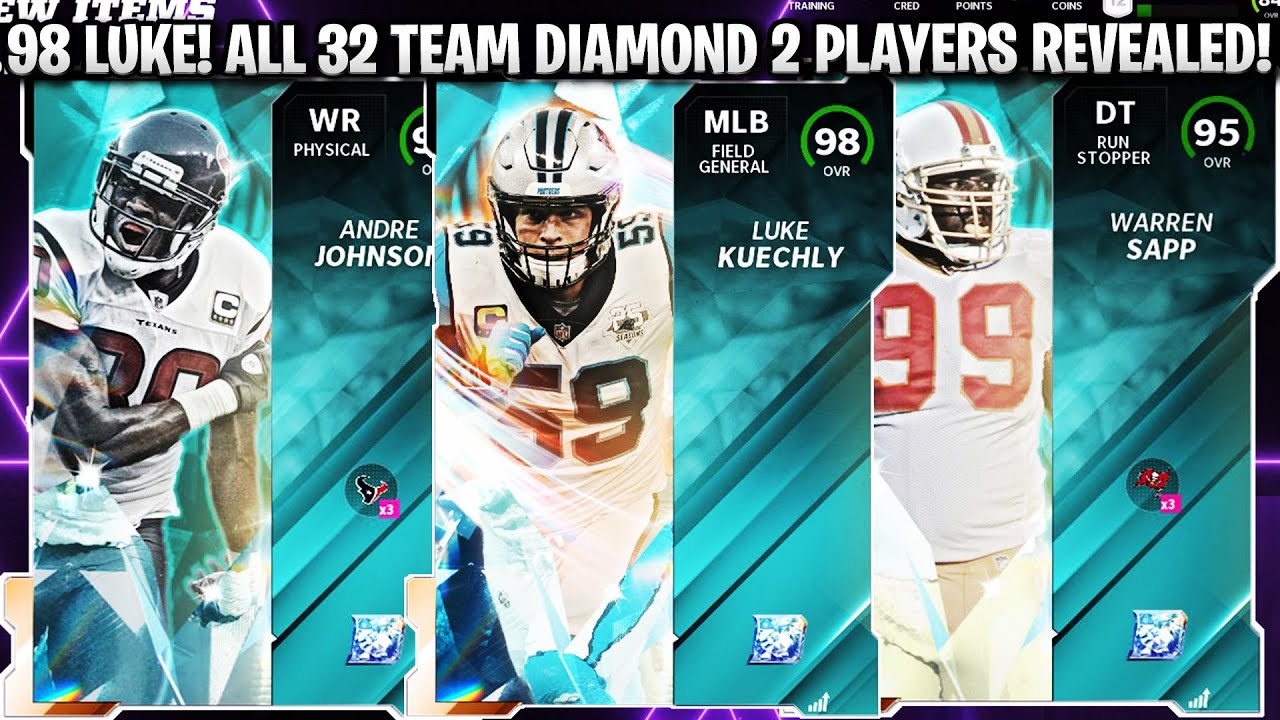 ALL 32 TEAM DIAMOND 2 PLAYERS REVEALED! 98 OVERALL MASTER LUKE KUECHLY! | MADDEN 22 ULTIMATE TEAM